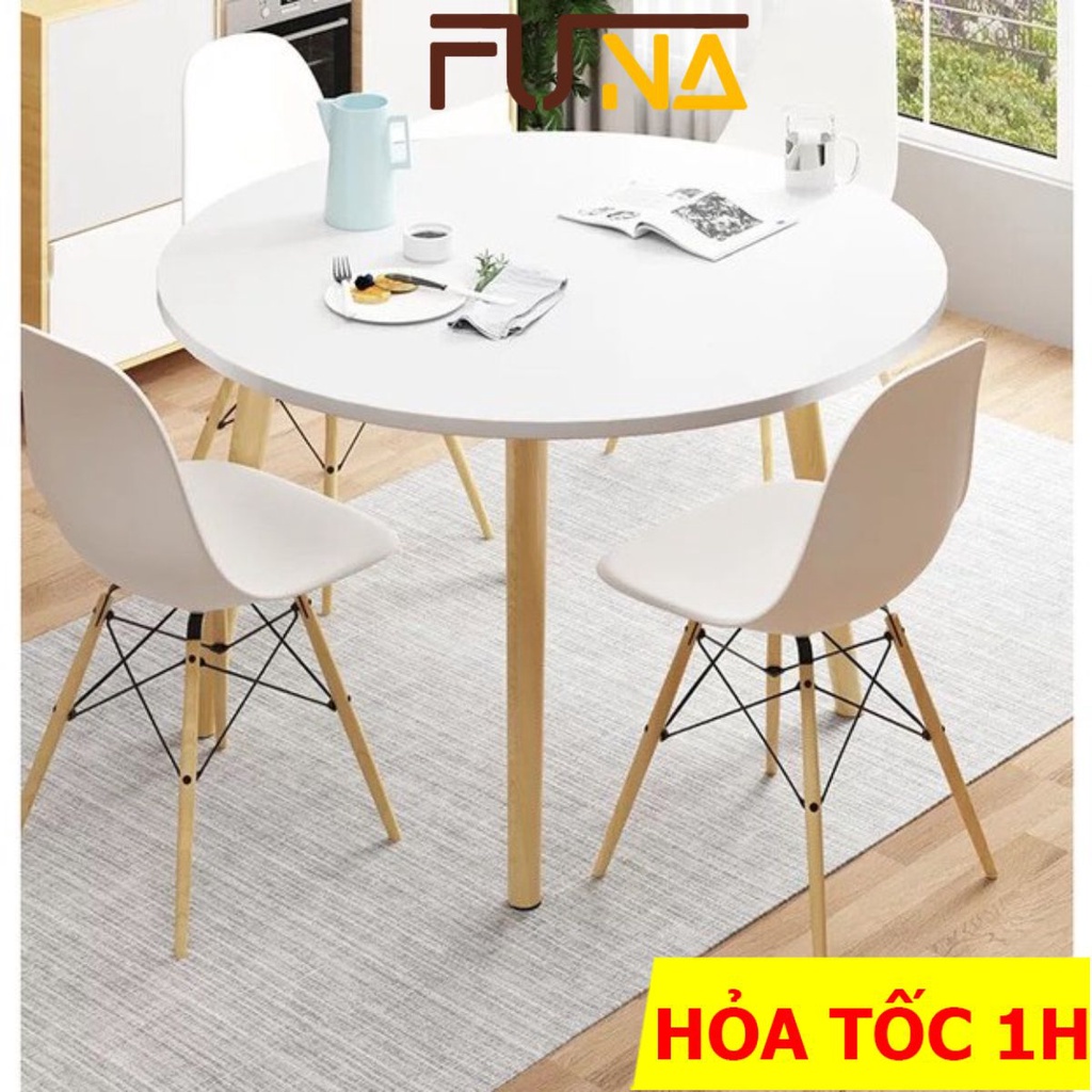 Bộ bàn ăn/cafe tròn cao  𝐂𝐎𝐕𝐈  BLVG07 hiện đại, size 60cm, 70cm, 80cm, chân gỗ cao 73cm