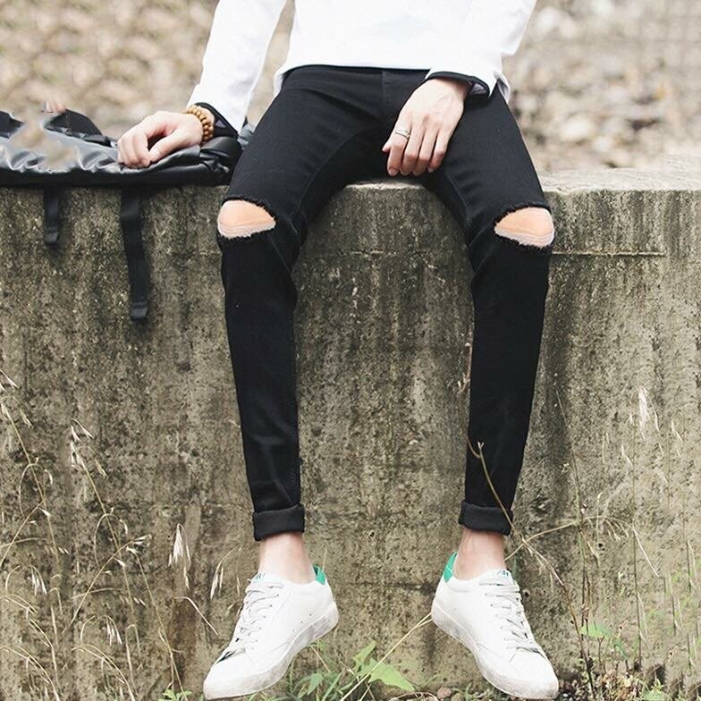 Quần Jean Nam Rách Gối Phong Cách Hàn Quốc | BigBuy360 - bigbuy360.vn