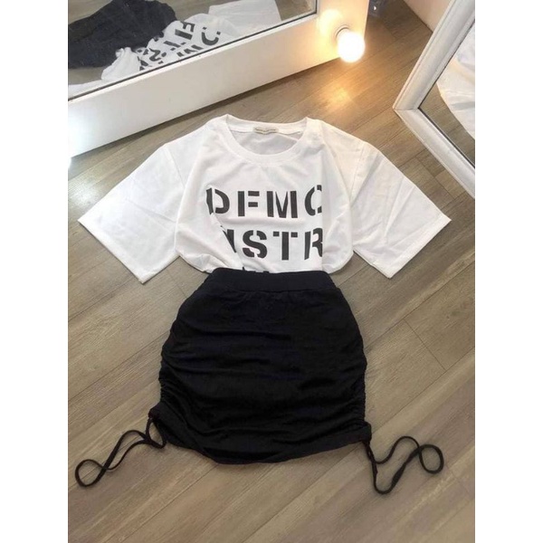 Set áo + Chân váy rút dây thun lụa ôm giãn chuẩn hình dambody setaochanvay
