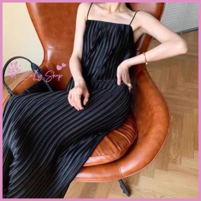 [KÈM QUÀ TẶNG] Váy hai dây dập ly, Đầm midi hai dây dập ly siêu đẹp ZuLyshop | BigBuy360 - bigbuy360.vn
