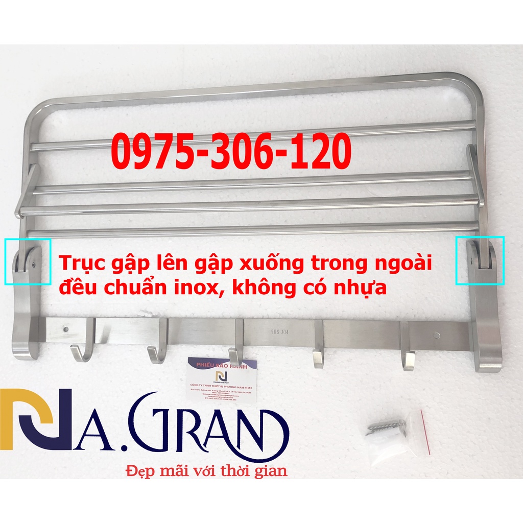 [GẬP LÊN GẬP XUỐNG ĐƯỢC] Máng Khăn Tắm Thanh Treo Khăn ĐA NĂNG 100% INOX 304 MKT6 sáng bóng chắc chắn