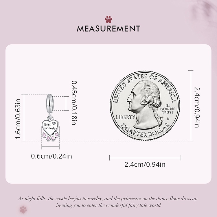 Mặt dây chuyền/ vòng tay BAMOER bằng bạc 925 hình trái tim thời trang dành cho nữ