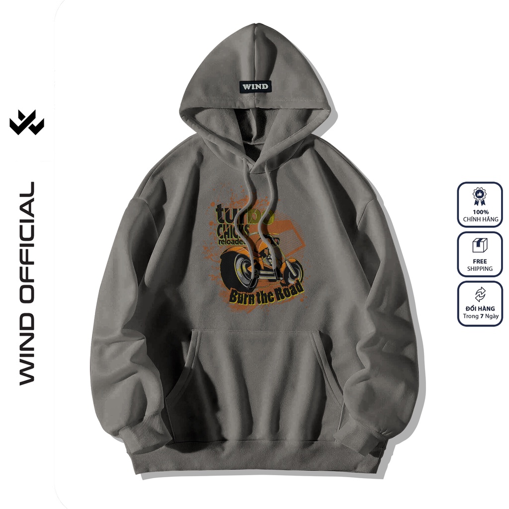 Áo hoodie unisex form rộng WIND bản Premium nỉ ngoại TURBO nam nữ oversize ulzzang