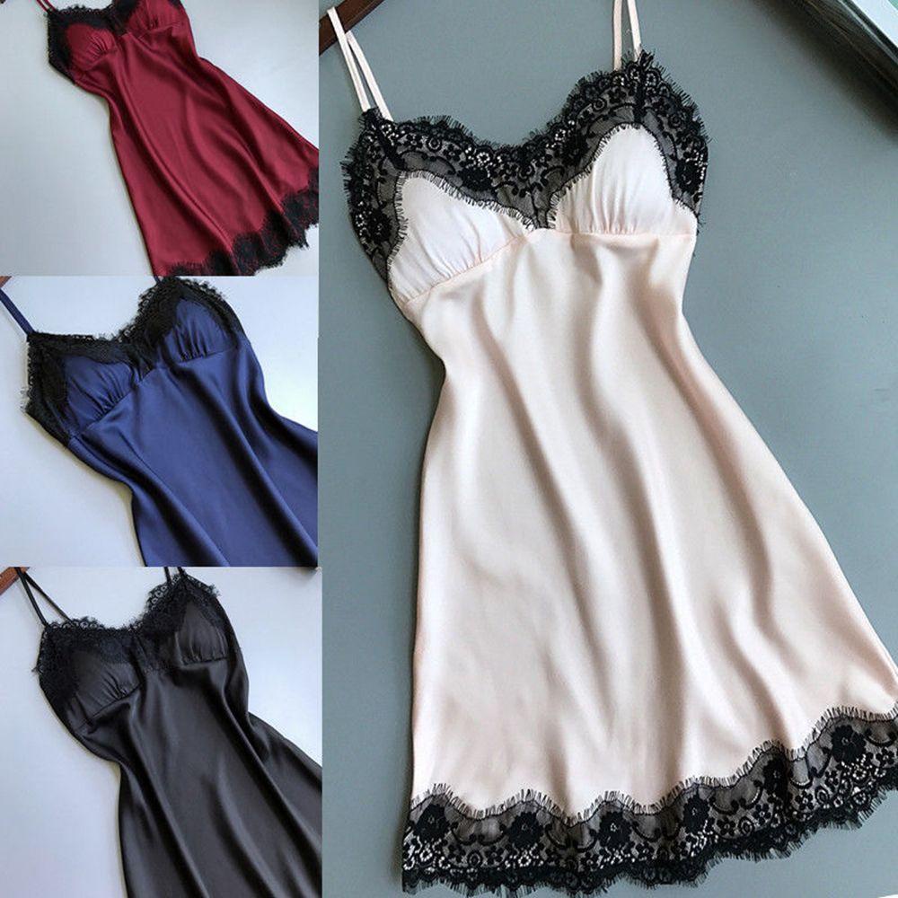 1 Đầm Ngủ Lụa Satin Phối Ren Gợi Cảm Hàng Mới