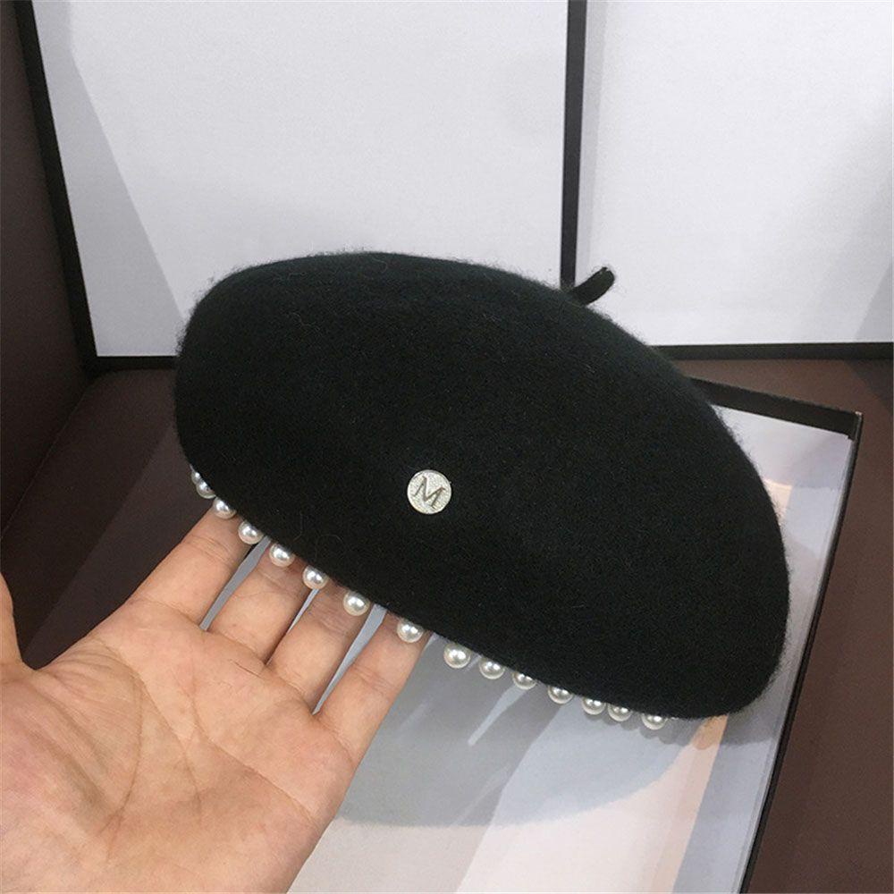 EUTUS Mũ Beret Len Màu Trơn Phong Cách Thanh Lịch Dễ Phối Đồ