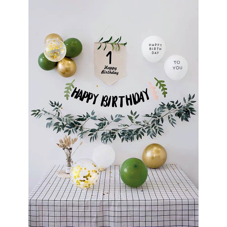 cờ vải Happy birthday in số tuổi phong cách hàn quốc