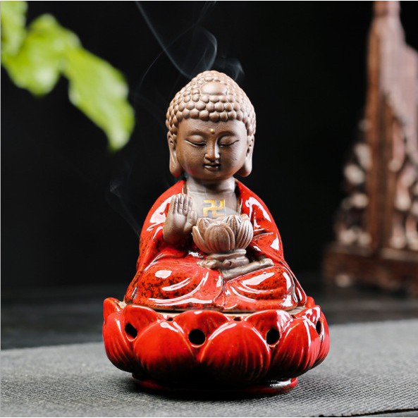 Thác khói trầm Tân Nguyên, tượng bổn sư, thác khói Phật Tổ Như Lai làm bằng gốm sứ cao cấp kèm đèn led