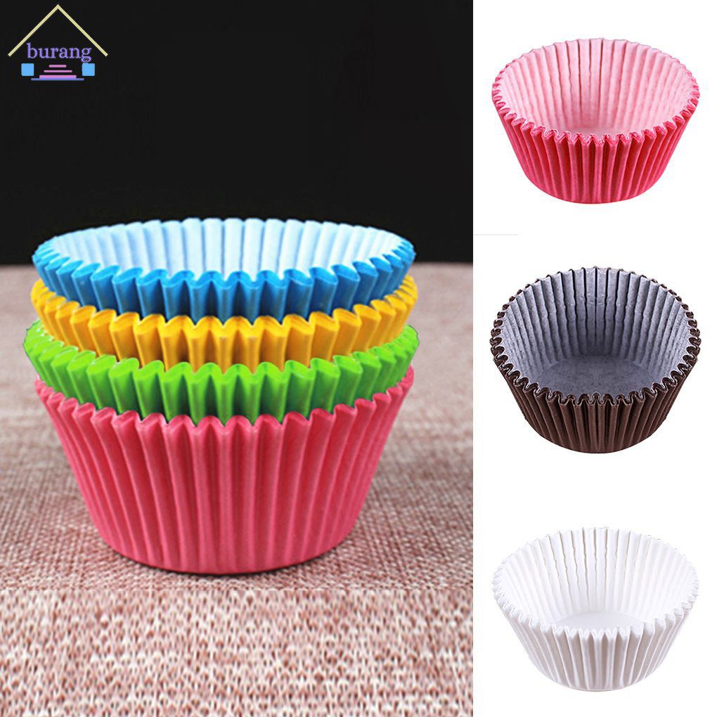 Bộ 100 Cốc Giấy Lót Bánh Cupcake Chống Thấm Dầu Nhiều Màu Sắc