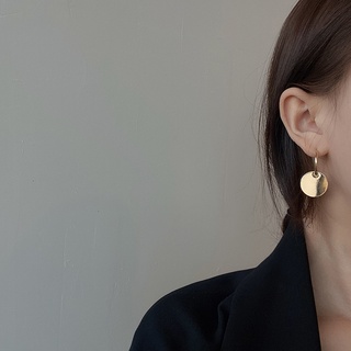 The Bleu | Bông tai kim loại tròn bản to phong cách Hàn Quốc đuôi bạc 925 | E89