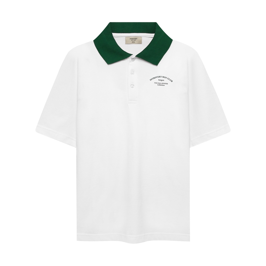 Áo thun Polo dáng Crop Introvert Boy Club - Trắng