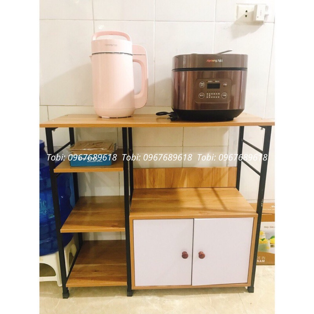 Kệ Bếp Sale Sốc Kệ Để Lò Vi Sóng Khung Sắt Sơn Tĩnh Điện Sàn Gỗ MDF Cao Cấp - Siêu Tiện Ích