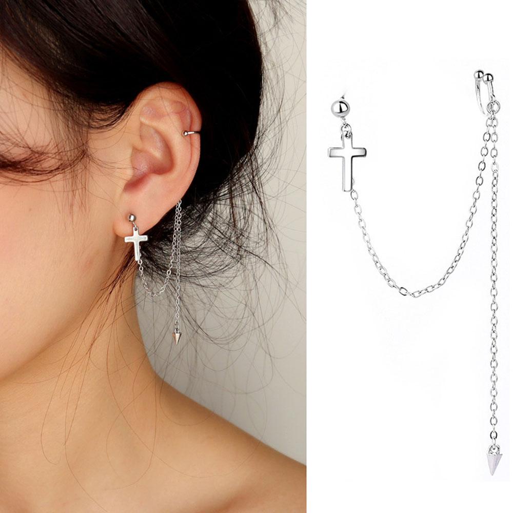 Bông Tai Tua Rua Dáng Dài Hình Thánh Giá Độc Đáo Thời Trang