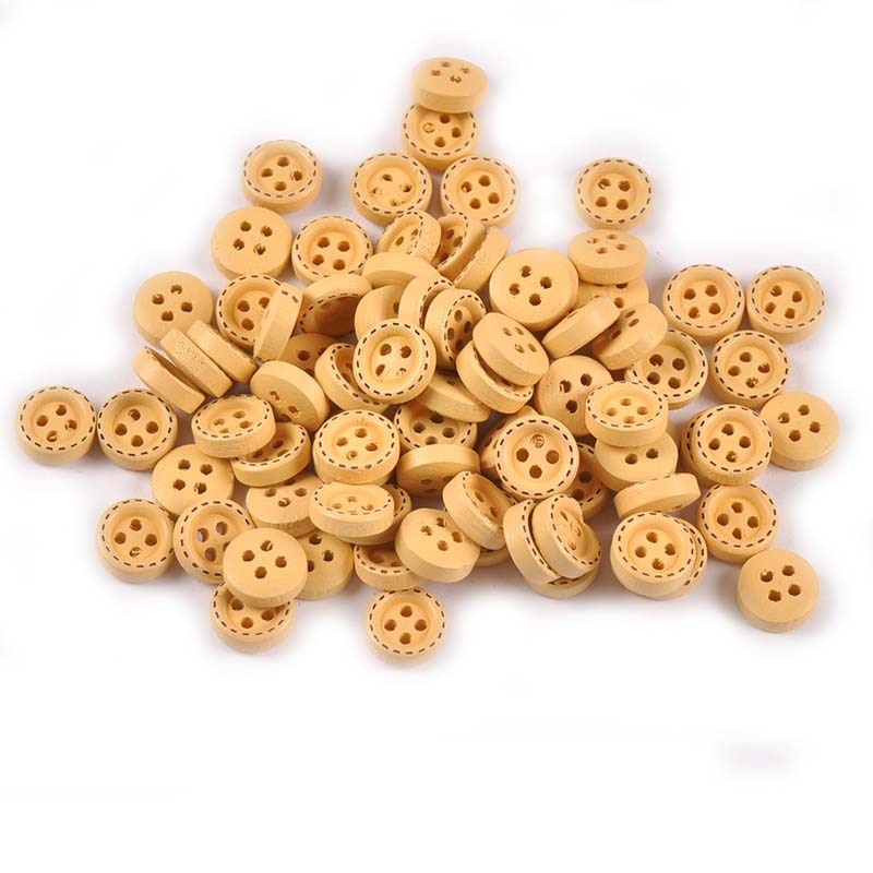 100 Nút Gỗ 10mm Nhiều Màu Sắc