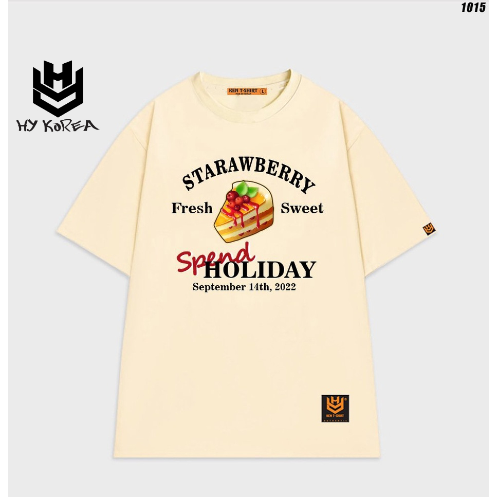 Áo thun nữ tay lỡ form rộng Bánh starawberry 1015 HY KOREA