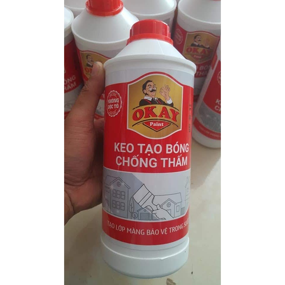 Keo bóng nước chống thấm Okay chai 1 Lít