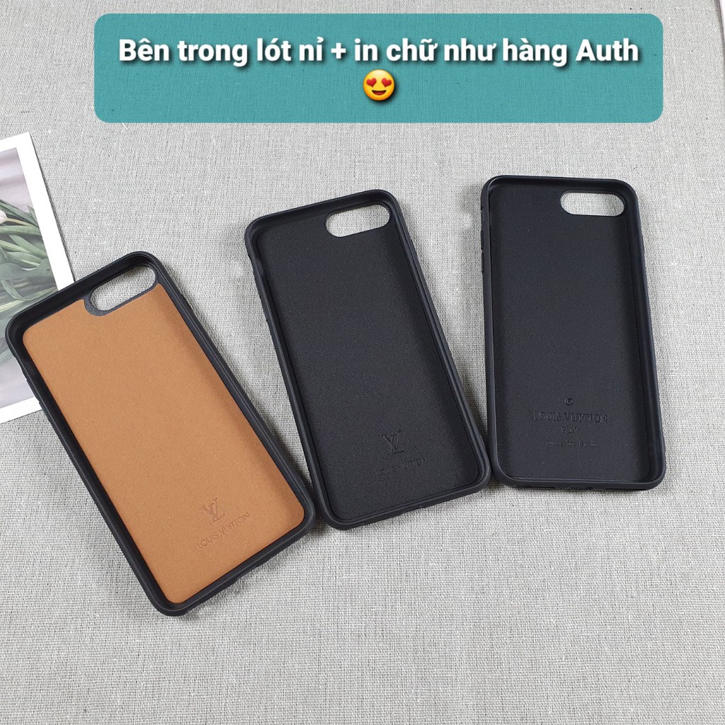 Ốp LV lót nhung xịn iPhone X,Xs,XSMax , XR 7 plus, 8 plus da Canvas nhiều họa tiết rẻ đẹp
