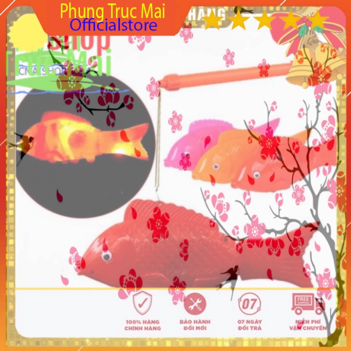 Đèn lồng trung thu Cá điện phát sáng, nhạc, vẫy đuôi chạy được đồ giải trí trung thu xách tay đa màu sắc