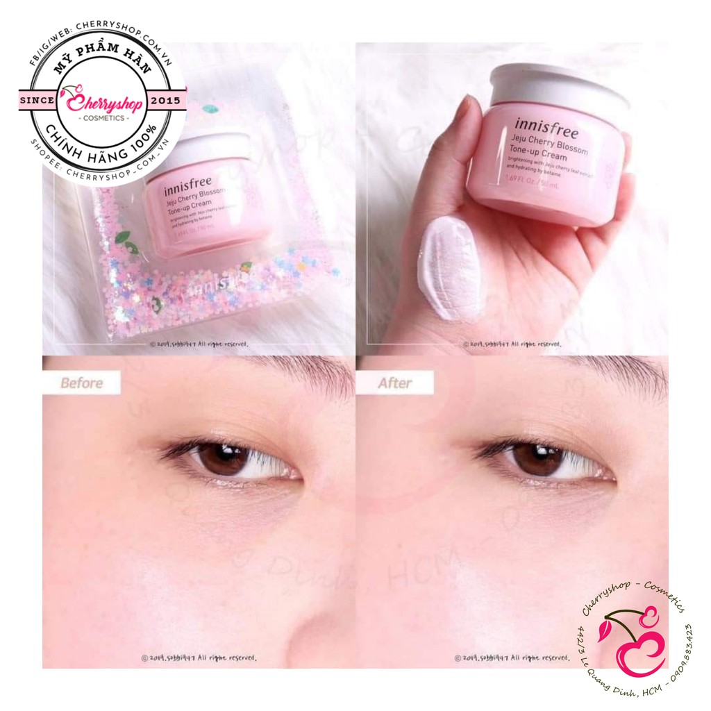 1️⃣Kem dưỡng nâng tone JEJU CHERRY BLOSSOM TONE-UP CREAM