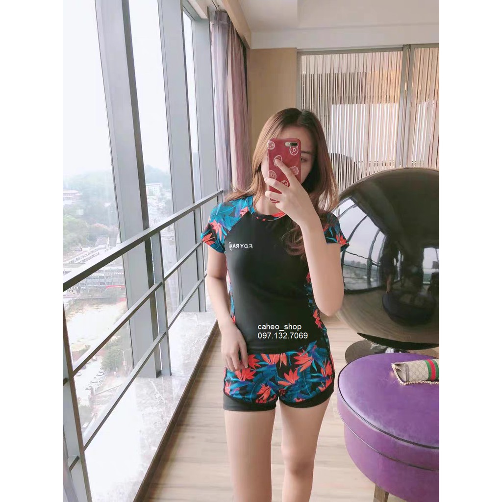 Bộ đồ bơi 2 mảnh áo tay ngắn +quần đùi FEDY  trẻ trung, sành điệu cho nữ | BigBuy360 - bigbuy360.vn