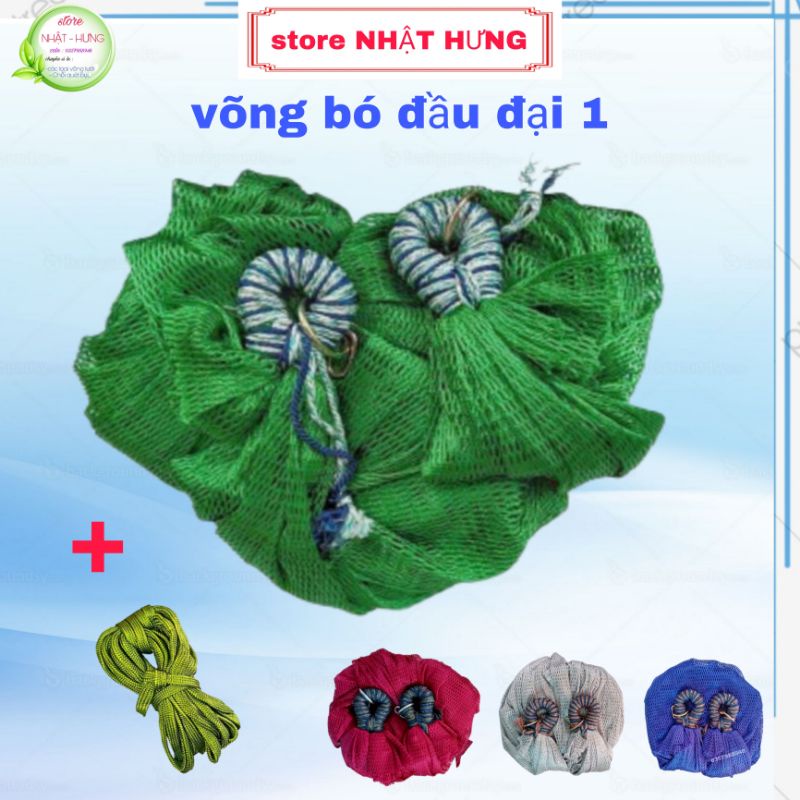 Võng Lưới Bó Đầu 2 Lớp Size Lớn Cao Cấp, Kèm 6 Mét Dây Dù Bảng To, Lưới Võng Xếp Dày Mềm Dành Cho Khung Lớn