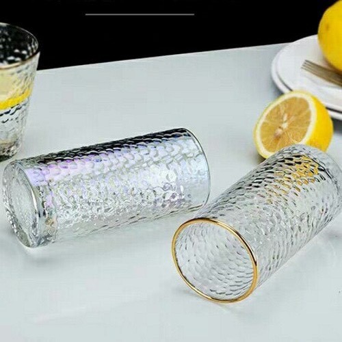 Bộ 6 cốc thuỷ tinh ống cao cấp  viền vàng 300ml cao cấp