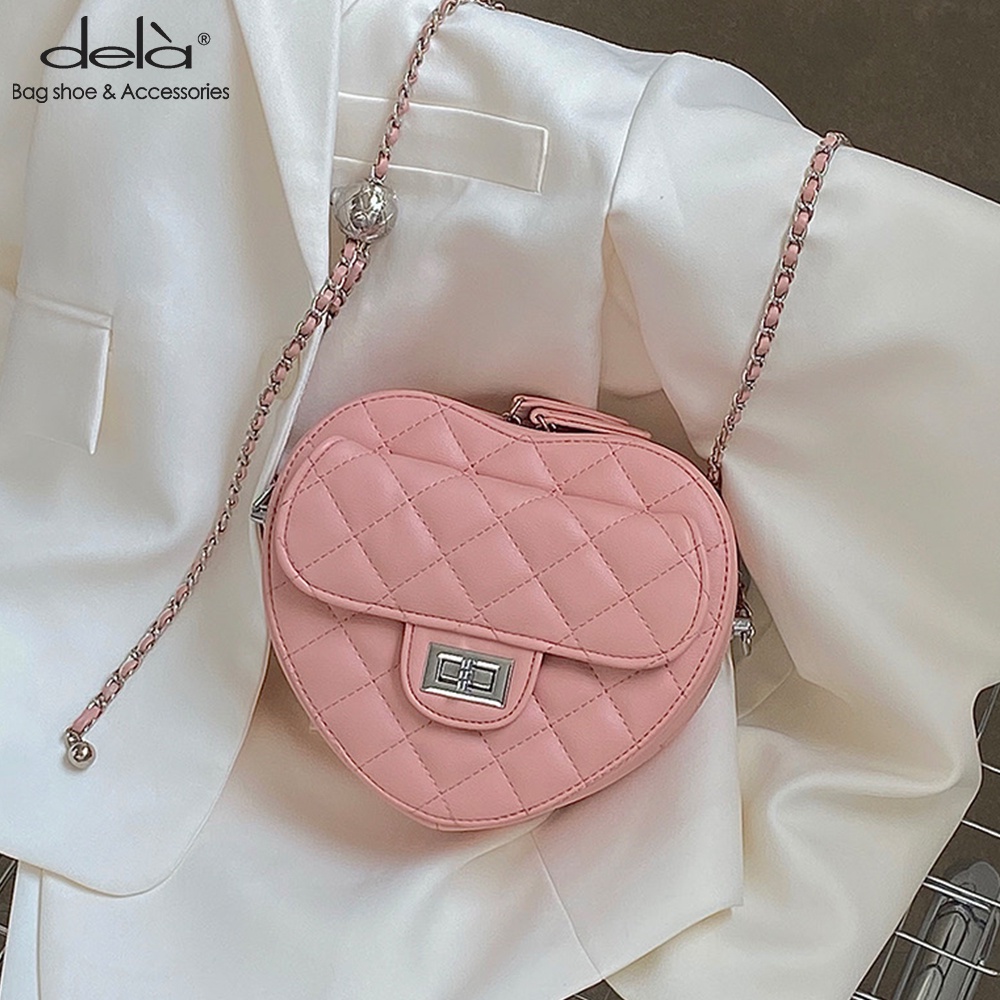 Dela Túi Đeo Vai Hình Thoi Phối Dây Xích Thiết Kế Mới 2022 Làm Quà Tặng Sinh Nhật Cho Nữ