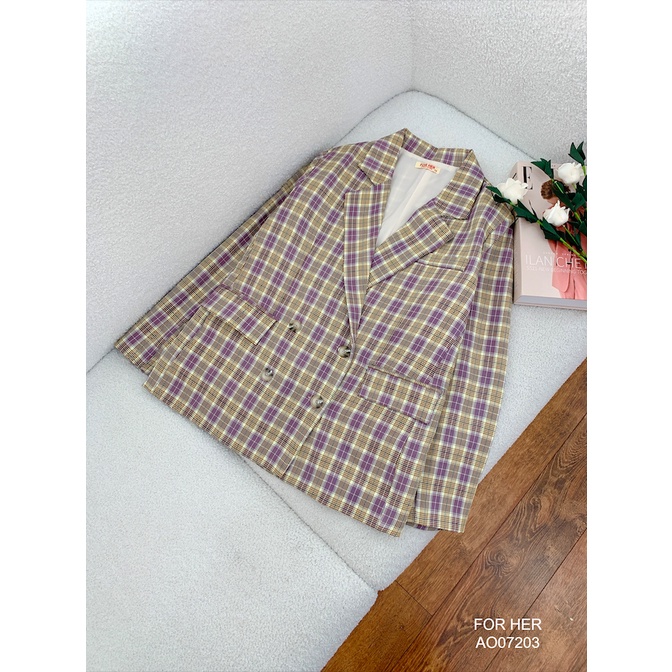 Áo vest nữ công sở 4 nút sọc caro AO0720