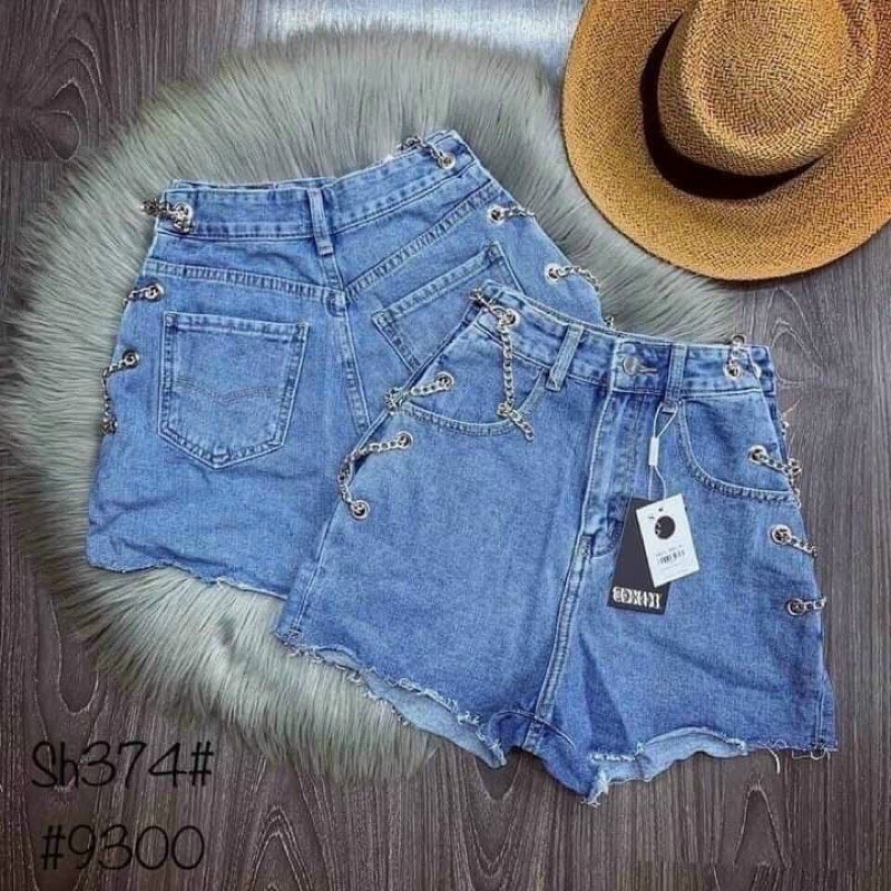 quần short jean phối dây 2 bên sườn cực xinh