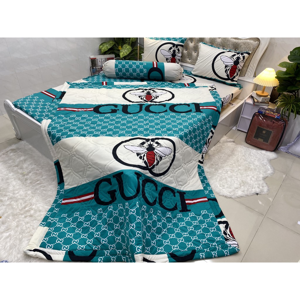 BỘ DRAP THUN HÀN QUỐC CAO CẤP 5 món ( 1 ga + 2 nằm + 1 ôm + 1 mền trần bông)