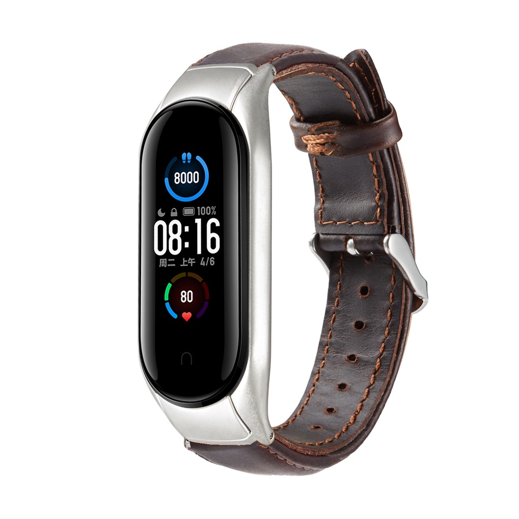 Dây Đeo Da Ngựa Cho Đồng Hồ Thông Minh Xiaomi Mi Band 5 Miband 5