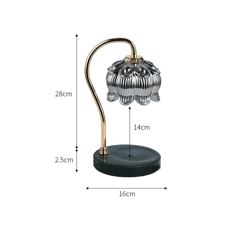 Đèn đốt nến thơm MACEHO 2022 - Chụp thủy tinh đế đá- Dùng cho nến BBW, Yankee, Candle Cup- Chỉnh sáng to nhỏ