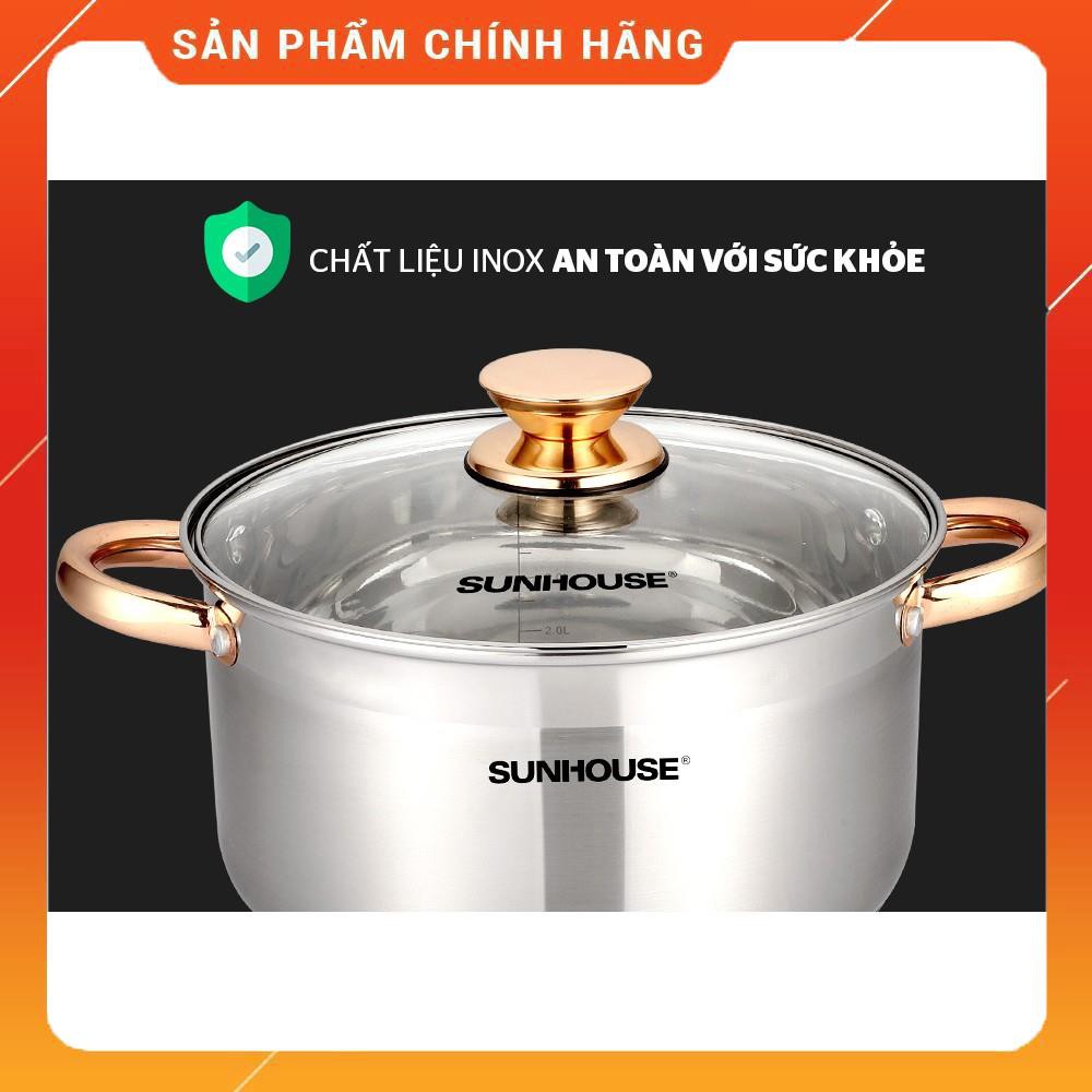 [Bền Đẹp] Bộ Nồi Bếp Từ Inox 5 Đáy SUNHOUSE SH781 Kiểu Dáng Châu Âu, Chất Liệu Cao Cấp, Dùng cho Mọi Loại Bếp.