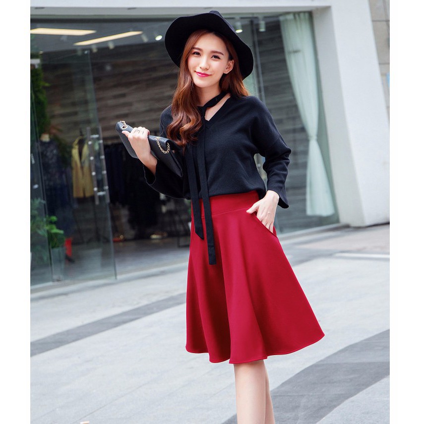 Chân váy xòe 2 túi thời trang sành điệu