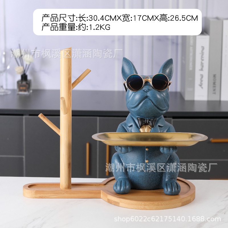 Tượng Chó Bulldog, Khay Đựng Chìa Khóa Trang Trí Nhà Cá Tính Sang Trọng