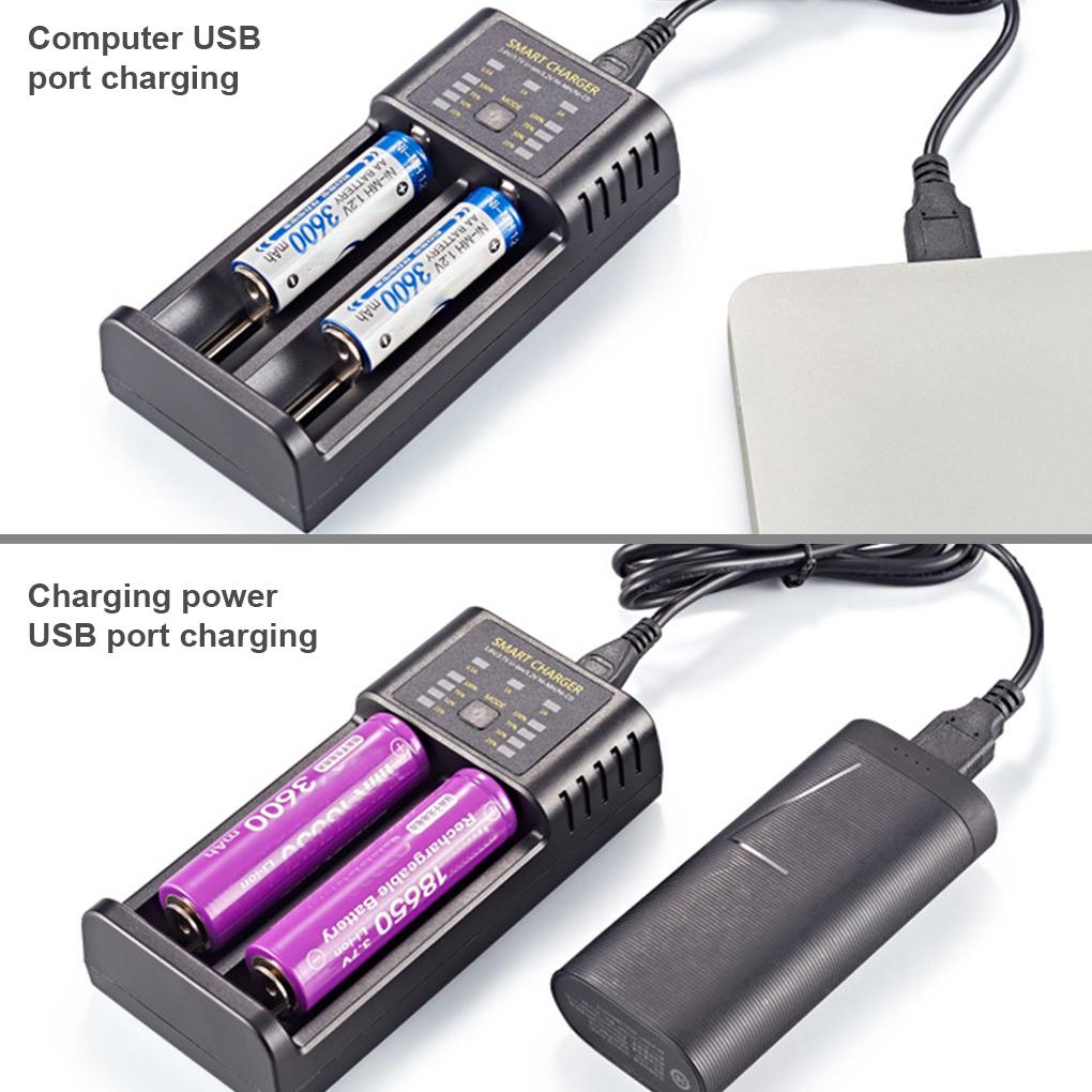 Bộ Sạc Pin Lithium 2 Ngăn Thông Minh USB 18650