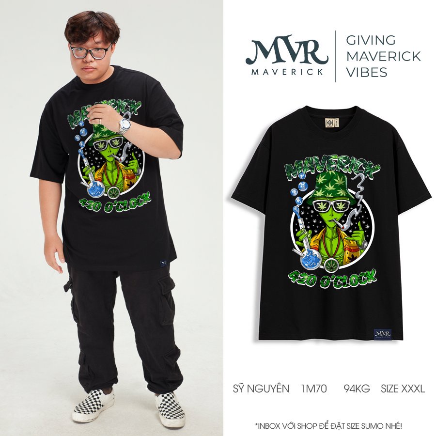 Áo thun nam nữ unisex Người ngoài hành tinh đội nón màu xanh lá MVR BB3969