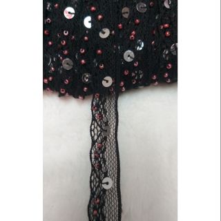 Ren mi đen đính hạt bản 1.5cm