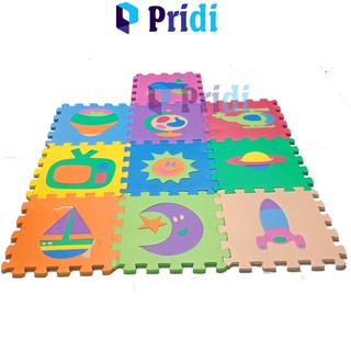 Bộ 10 Miếng Thảm Xốp Lót Sàn Hình Vũ Trụ - Thảm Trải Sàn Cho Bé (30x30cm) PRIDI