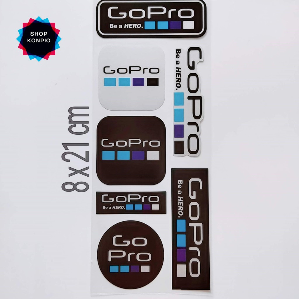 Bộ Tem Sticker Phản Quang GoPro Cao Cấp Dán Xe Máy, Ô Tô, Mũ Bảo Hiểm, Chống Thấm Nước, Chống Bay Màu