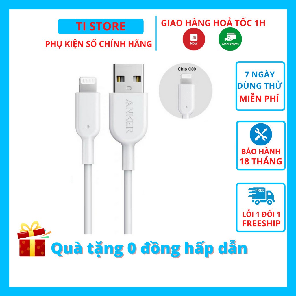 Dây cáp sạc nhanh anker A8812 A8813 PowerLine III sạc nhanh ipad iphone 8 plus x xs 11 12 pro max tistore