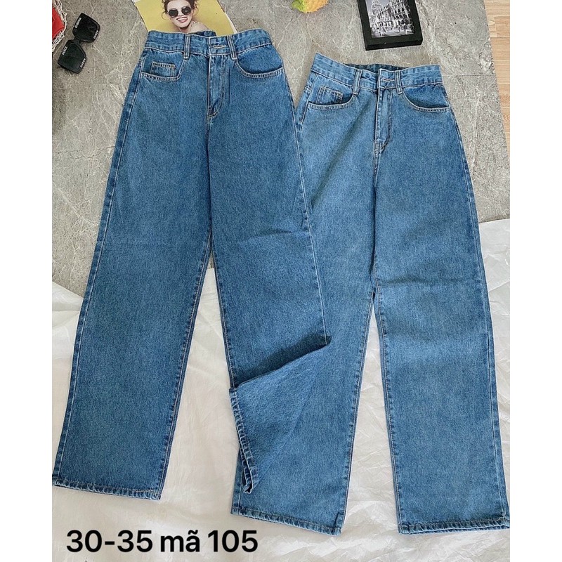 Quần jean baggy nữ ống rộng lưng cao kiểu quần baggy bò suông rộng hàng VNXK bigsize MS105 2KJean