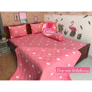 Bộ drap cotton thắng lợi kèm mền chần gòn -5 món hoặc mền lẻ