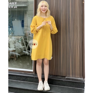 Đầm form rộng xếp ly ENVY D78 tay lỡ phối nơ