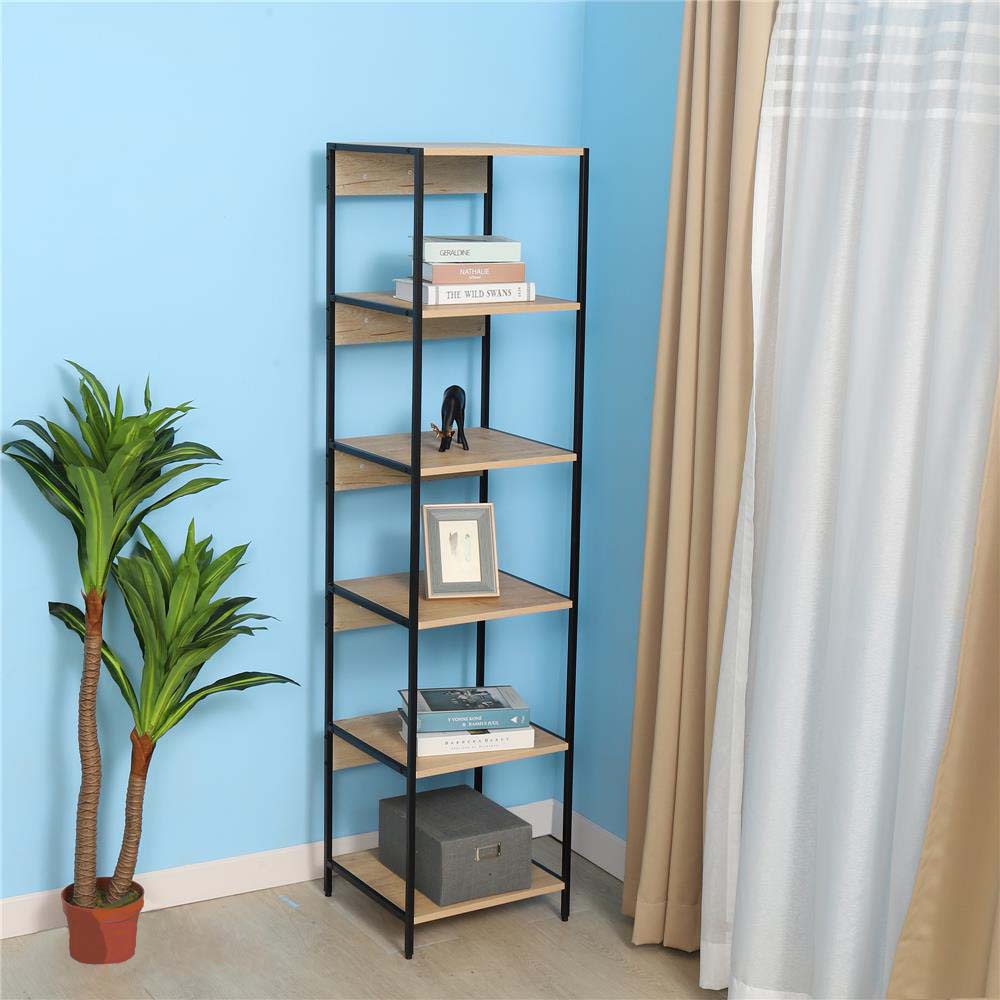 HomeBase FURDINI Kệ 5 tầng kết cấu thép kết hợp MDF thiết kế hiện đại FILO Thái Lan W43xH176,5D40cm màu tự nhiên