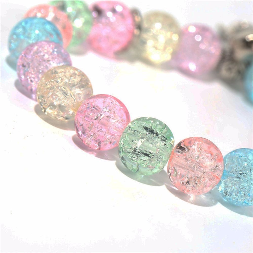 Vòng tay co giãn chuỗi hạt nhiều màu tuỳ chọn gắn mặt mèo may mắn bằng hợp kim dễ thương cho nữ