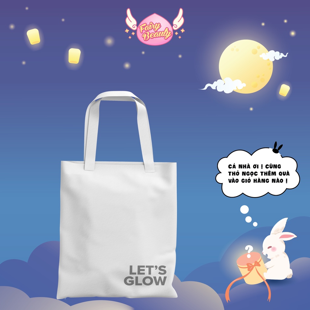 Túi Tote Vải Unisex Phù Hợp Đi Học Đi Làm Cá Tính, Có Khoá, Phiên Bản Let's Glow Giới Hạn Paula's Choice