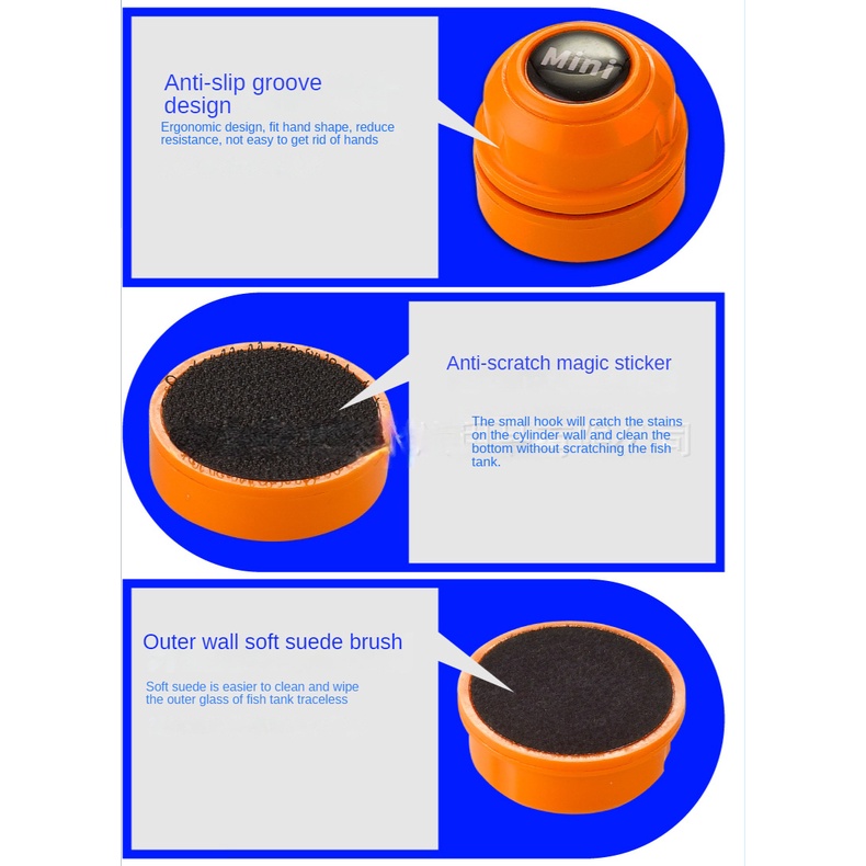 Bàn Chải mini Từ Tính mini Làm Sạch Kính Bể Cá