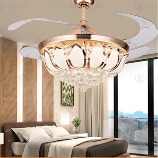 Quạt có đèn, quạt trần đèn dấu cánh trang trí phòng khách Cánh Sen DQ 8015