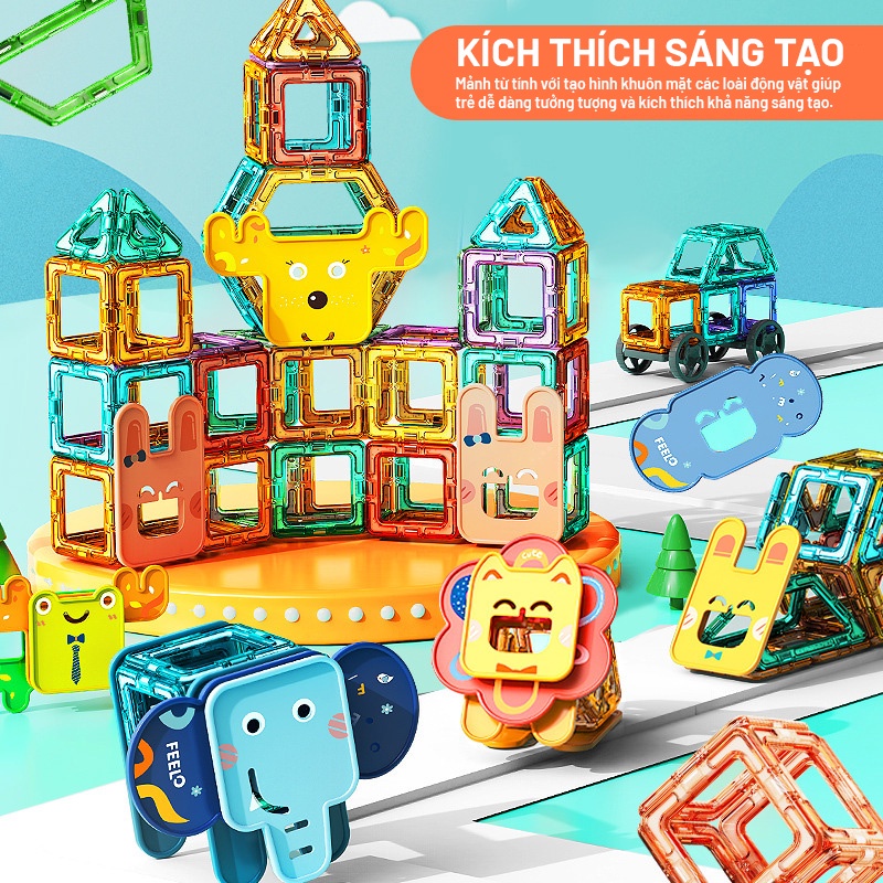 BỘ XẾP HÌNH NAM CHÂM MAGNETIC BLOCKS CAO CẤP PHIÊN BẢN MỚI CÓ TẠO HÌNH ĐỘNG VẬT - HÃNG FEELO