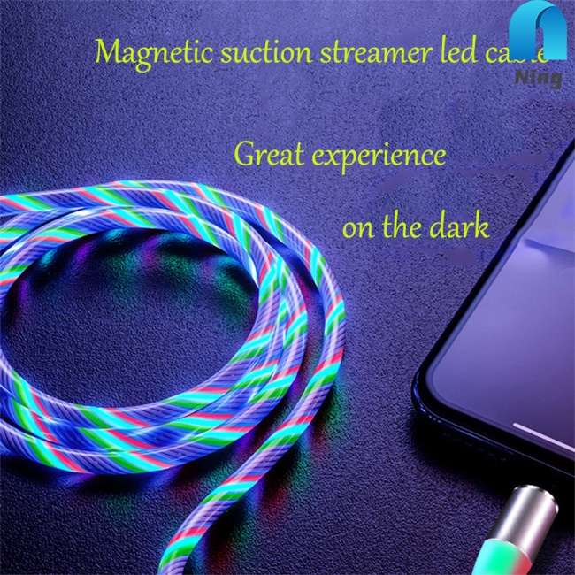 Dây Cáp Sạc Nhanh Truyền Dữ Liệu Có Đèn LED Đầu Nam Châm Cổng Micro USB Type-C Cho Điện Thoại Android IOS